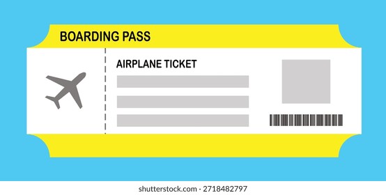Ilustración vectorial de una Plantilla de tarjeta de embarque en blanco con un código QR. Viajes de negocios, pasajeros, vacaciones, viajes.