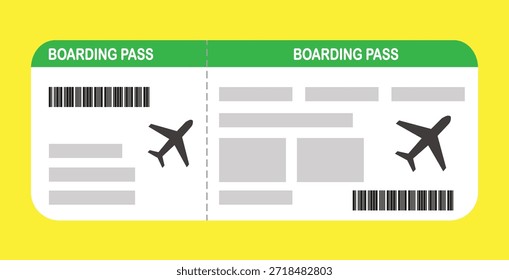 Ilustración vectorial de una Plantilla de tarjeta de embarque en blanco con un código QR. Viajes de negocios, pasajeros, vacaciones, viajes.