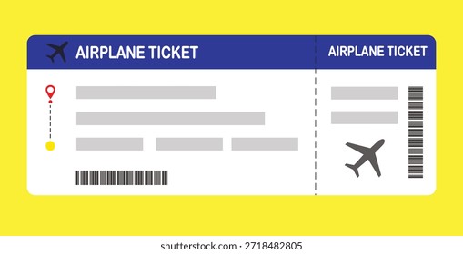 Ilustración vectorial de una Plantilla de tarjeta de embarque en blanco con un código QR. Viajes de negocios, pasajeros, vacaciones, viajes.