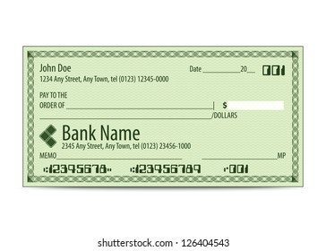 Vector Illustration Of Blank Bank Check