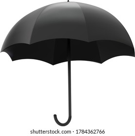 Ilustración vectorial del paraguas negro en blanco aislado sobre fondo blanco