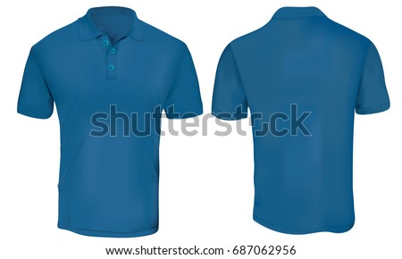 Download Vetor stock de Vector Illustration Blank Blue Polo Tshirt ...