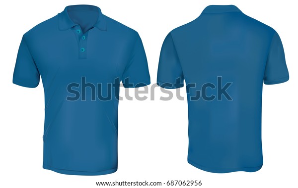 Vector Illustration Blank Blue Polo Tshirt Stock Vector (Royalty Free ...