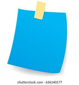 Vector illustration of blank blue sticky note paper isolated on white