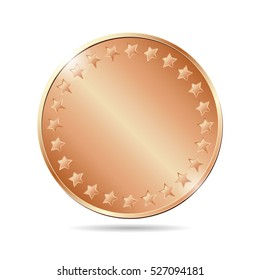 vector illustration of a blank bronze coin on white background. EPS
