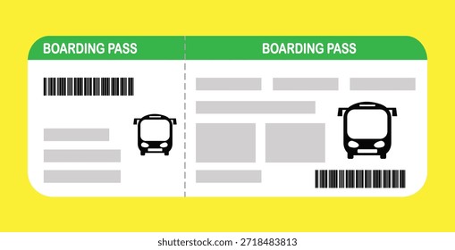Ilustración vectorial de una Plantilla de tarjeta de embarque en blanco con código QR. Viajes de negocios, pasajeros, vacaciones, viajes.