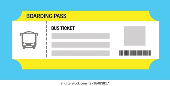 Ilustración vectorial de una Plantilla de tarjeta de embarque en blanco con código QR. Viajes de negocios, pasajeros, vacaciones, viajes.