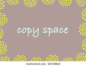 vector illustration of blank card, with copy space, framed by abstract geometric shapes, in yellow on gray background