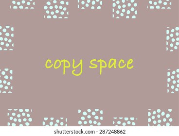 vector illustration of blank card, with copy space, framed by abstract geometric shapes, in blue on gray background