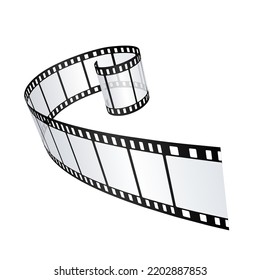 Vector illustration of blank cinema film strip roll isolated on white background.