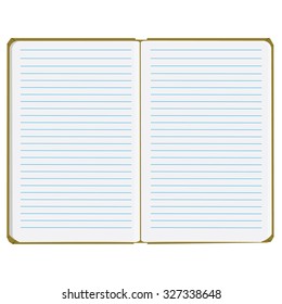 Vector illustration of blank empty notepad, notebook. Opened notebook. Notebook with lined paper