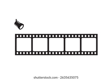 Vector illustration of a blank film strip with photo frames, isolated on white