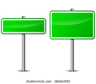 Vector illustration of blank green signpost on white background
