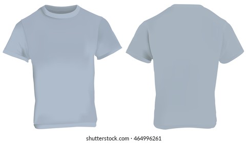 Vector illustration of blank grey men t-shirt template, front and back design isolated on white