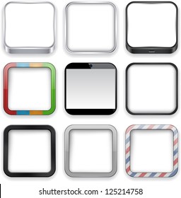 Vector illustration of blank high-detailed apps icon set. Eps10.