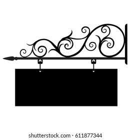 Vector illustration blank hotel vintage, old sign. Signage shop sign route hanging information banner retailer. Hotel door sign