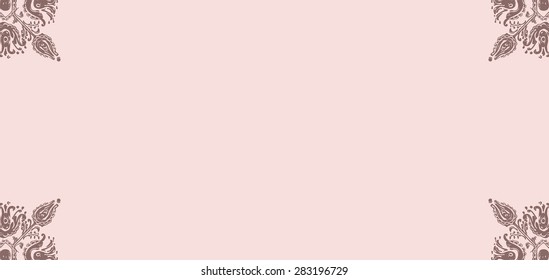 vector illustration of a blank label, with delicate adornment, on pink background