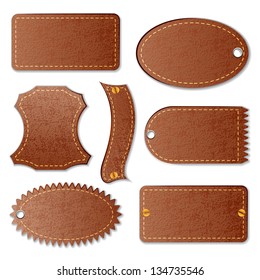 vector illustration of blank leather textured label