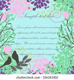 vector illustration blank with  lovely birds sitting on a tree