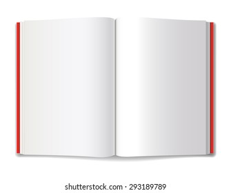Vector Illustration of a blank magazine open at a centre page with inside red covers.