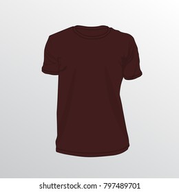 Vector illustration of Blank Maroon men T-shirt template, design isolated on White.