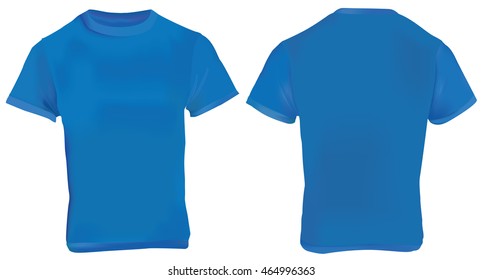 Vector illustration of blank navy blue men t-shirt template, front and back design isolated on white