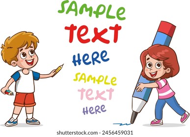 Vector illustration of Blank Note Paper for Kids Education.Illustrations for labels, titles and banners for modern children's books and magazines