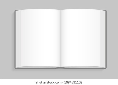 Vector illustration. Blank open book. Top view. 