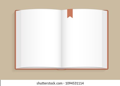  Ilustración vectorial. Libro abierto en blanco. Vista superior. 