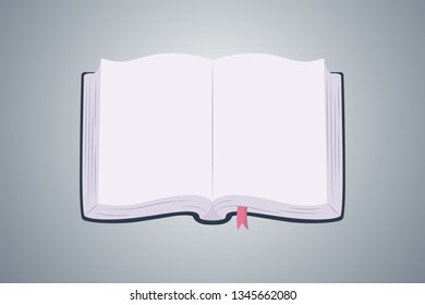 Vector illustration. Blank open book. Top view.