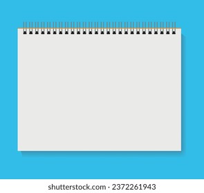 Vector illustration of Blank Open Notebook on a colorful blue background.