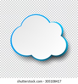 Vector illustration of blank paper cloud speech bubble with shadow. Eps10.