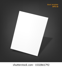 Vector illustration of blank paper sheet. Empty white paper with shadow on grey background. It can be used as a mockup, templates, backgrounds for your own projects.