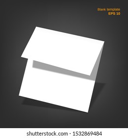 Vector illustration of blank paper sheet with bend edge. Empty white paper with shadows on grey background. It can be used as a mock up, templates and backgrounds for your own projects. EPS 10 file