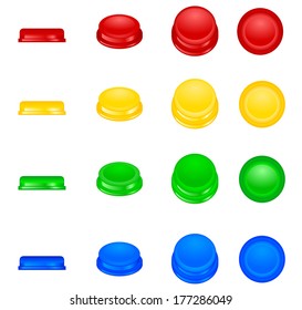 Vector Illustration of Blank Plastic Buttons in different views