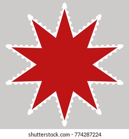 Vector illustration of a blank postage stamp of non-standard shape in the form of a ten-pointed star, isolated on a gray background
