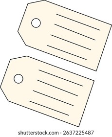 Vector Illustration of Blank Price Tags or Travel Luggage Tags with Lines for Text, Ideal for Labeling, Organizing, and Gift Design