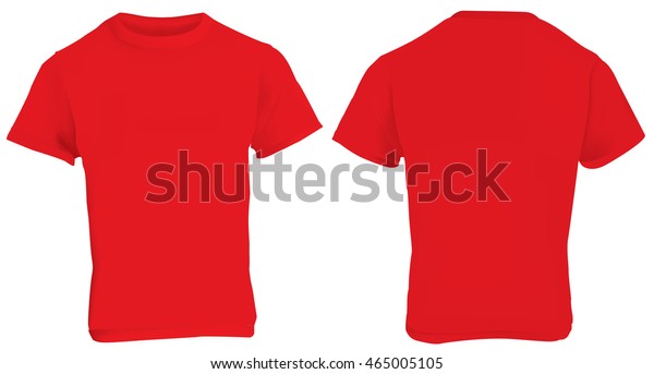 Download Vector Illustration Blank Red Men Tshirt Stock Vector (Royalty Free) 465005105