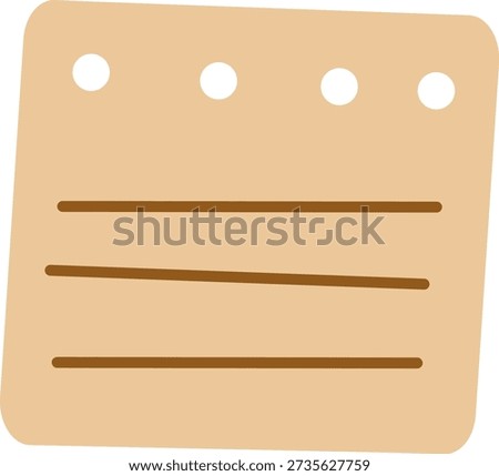 Vector illustration of a blank sheet of notepaper with lines and punch holes. Minimalist icon, perfect for office, school, or reminder concepts