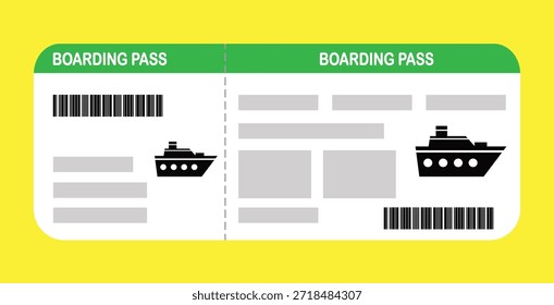 Ilustración vectorial de una Plantilla de tarjeta de embarque en blanco con código QR. Viajes de negocios, pasajeros, vacaciones, viajes.