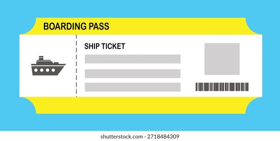 Ilustración vectorial de una Plantilla de tarjeta de embarque en blanco con código QR. Viajes de negocios, pasajeros, vacaciones, viajes.