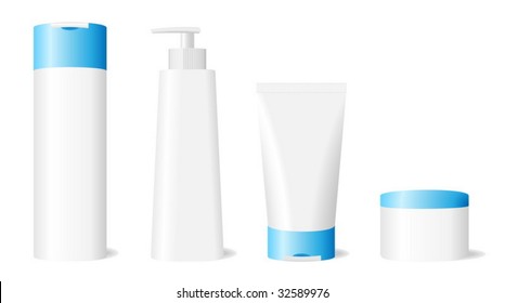 Vector illustration of blank skin care set isolated on white background.