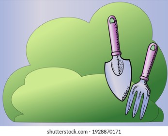 Vector illustration with blank space for lettering, Garden tools