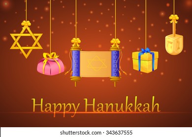 vector illustration of blank torah with Star of David in Israel festival Happy Hanukkah background