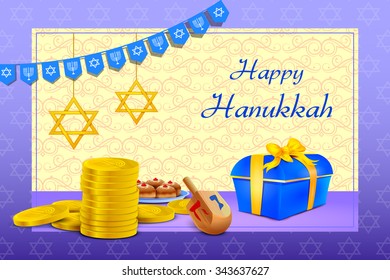 vector illustration of blank torah with Star of David in Israel festival Happy Hanukkah background