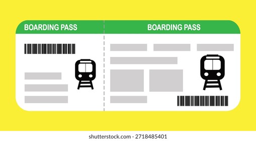 Ilustración vectorial de una Plantilla de tarjeta de embarque en blanco con código QR. Viajes de negocios, pasajeros, vacaciones, viajes.