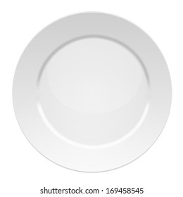 Vector illustration of blank white dinner plate - isolated on white background.