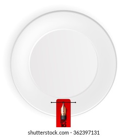 Vector illustration of blank white plate top view. isolated on white background