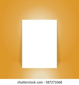 Vector illustration, blank white poster in yellow studio room, for mock up for display of your content or products