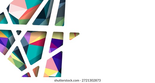Vector illustration blank white space with Abstract 3D Geometric, Polygonal, Triangle pattern shape and multicolored,blue, purple, yellow and green background
